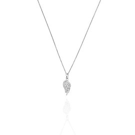 Amen Wing Necklace Rhodium Silver with Cubic Zirconia