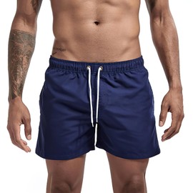 JIHUILAI - Traje de baño para hombre, de secado rápido, con forro de malla, pantalones cortos de playa, marino, X-Large