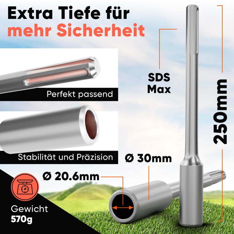 Brandvoll® SDS Max Ground Nail Driver Perfect for Countersinking Deep