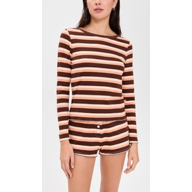 Cozyland by Morgan Lane Women's Ellie Shortie Pajama Set, Pumpkin Spice, Stripe, M
