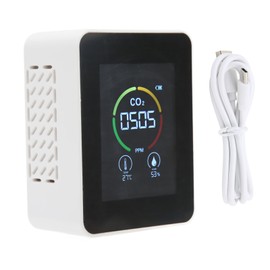 Carbon Dioxide Detector Large Screen Semiconductor Sensor Air Quality Monitor with Temperature Humidity Testing for Home White