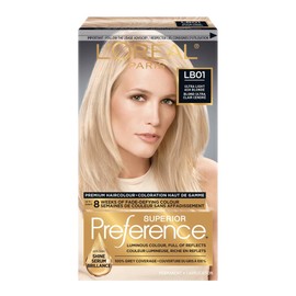 L'oreal Paris L’Oréal Paris Superior Preference Permanent Hair Color, LB01 Ultra Light Ash Blonde, 100% Grey Coverage, Hair Dye, 1 EA