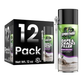 Sprayman Gaps and Cracks Filler Foam - (12x12oz) Gap Filler Foam for Doors & Windows, Expanding Foam Sealant for Insulating Gaps, Easy Application, Straw Use, Waterproof & Paintable Foam, 12 Pack