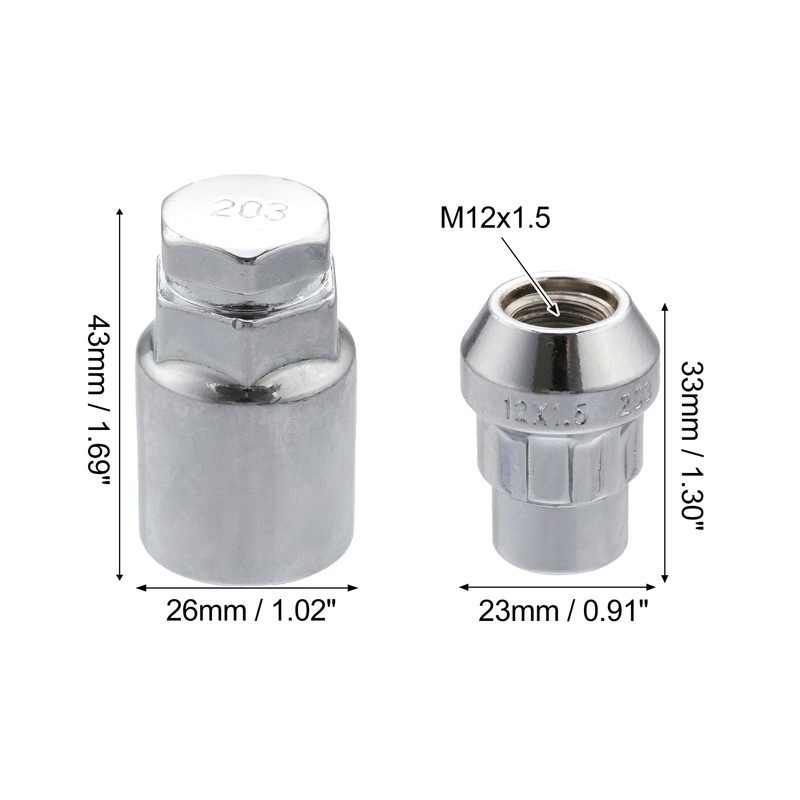 X AUTOHAUX Car Wheel Lock Wheel Nuts Set M12 x