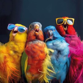 Noel Tatt Birthday/Blank Card General Funny Card for Men/Women - Singing Parrots Photographic - Eco-Friendly and Recyclable