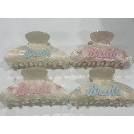 Bride Hair Claw Clip, Pink Bow Acrylic Hair Clips, Essential Hen Bachelorette Party Favors, Bride to Be Bach Party Bridal Shower Gift, Wedding Day Hair Accessories