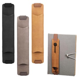 Pen Holder (Gray, Brown, Black, 1, 3 in Total) Book Band Pen Case, Pen Holder, Notebook, Notebook, Pen Case, Slim Pen Holder, For Students, Office Supplies, Genuine Leather, Stylish, Bookband, Pen