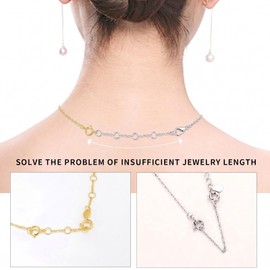 3 pieces stainless steel chain extension, silver, for necklace, bracelet, jewellery extension chain, jeweller accessories, women and men, easy to assemble