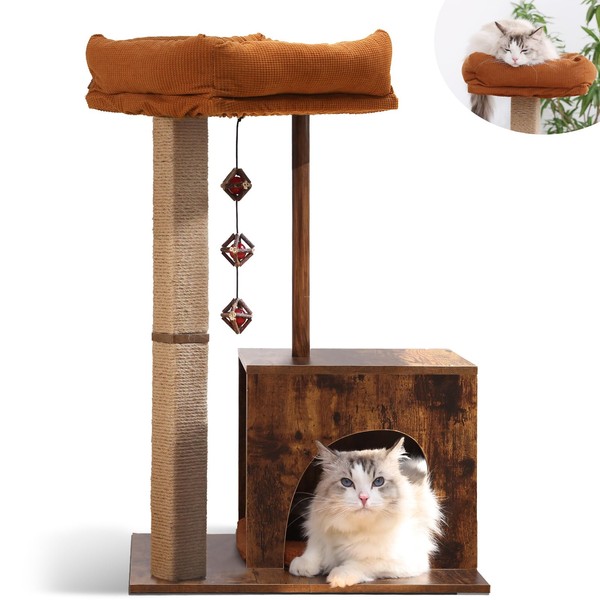 FUKUMARU Cat Scratching Post, Modern Style Cat Tree with Unique