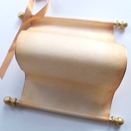 Parchment scroll with gold accents, blank - 8 inches wide paper