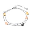 Stainless Steel Heart Women's Bracelet Bracelet with Heart Pendants Double