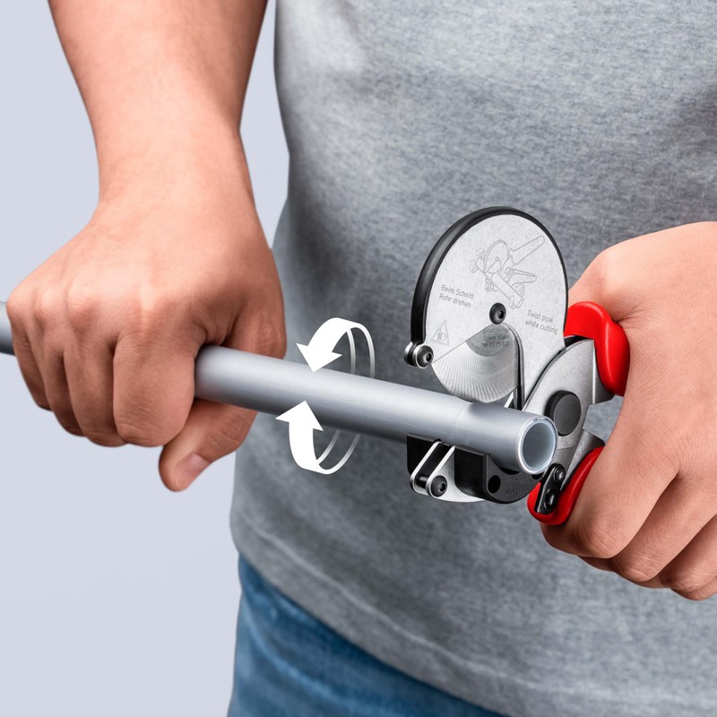 KNIPEX Pipe Cutter for Composite and Plastic Pipes Chrome-Plated with