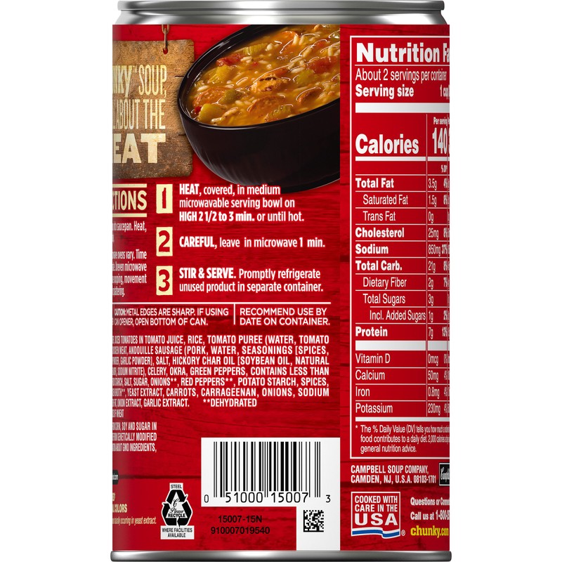 Campbell's Chunky Soup, Grilled Chicken & Sausage Gumbo, 18.8 oz