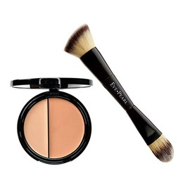 EVE PEARL HD Dual Foundation Full Coverage Long Lasting Non Greasy Vitamin E Skincare And 201 Contour Blender Brush Set Makeup Kit (Light)