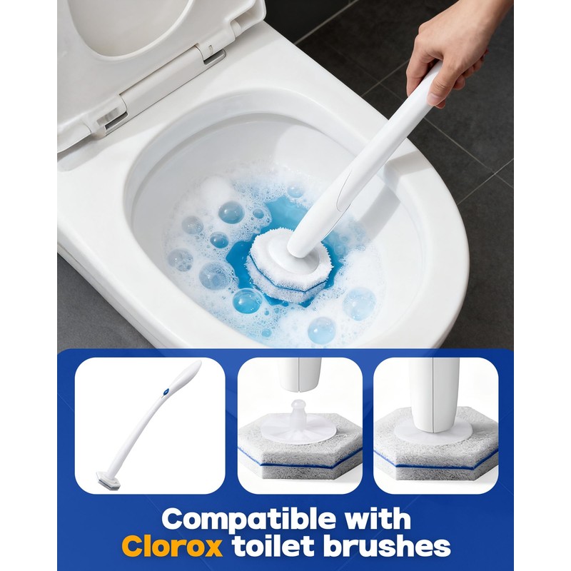 60 Pack Toilet Wand Refills Compatible with Clorox Toilet Brushes,