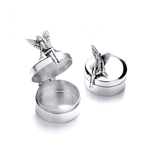 925 Sterling Silver Tooth Box - Round - Fairy. 8.5g
