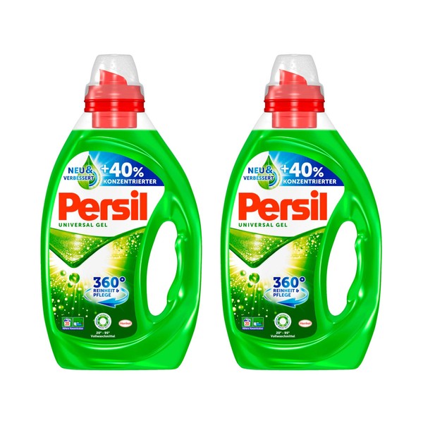 Persil 360 Complete Clean Liquid Laundry Detergent - Universal Gel - 40% More Concentrated, 20 Loads - 2 Pack