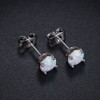 GEMSME 18K White Gold Plated 3/4/5/6/7mm Round Opal Stud Earrings