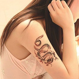 Yesallwas Temporary Tattoo Dragon for Men,Teens Guys,Kids Boys(8 Sheets), Waterproof Long Lasting Fake Tattoos Stickers for Arms Shoulders Chest & Back- Biker Tattoos 9cmx19cm/3.54x7.48inches(LxW)