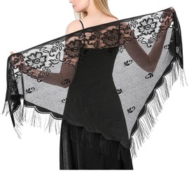 LMVERNA Women's Triangle Shawl Wraps Bridal Fashion Tassel Shawls Flapper Evening Cape