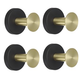 Beelee 4-Pack Robe Towel Hooks Gold+Black, Wall Hooks Coat Hooks for Bathroom, Heavy Duty Clothes Hanger Hooks