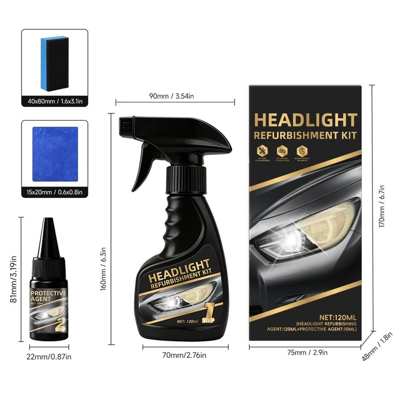Carrie Rowe Headlight Restoration Kit,Headlight Restoration,Headlight Cleaner Oxidized & Yellowed