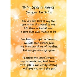 Romantic Birthday Verse Poem Card (Special Fiance)