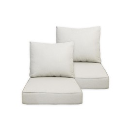 COZYVIDA Outdoor/Indoor 23.5x25 inch Deep Seat Patio Cushions Set of 2 Resilient Foam Filling Water Repellent Stain-Resistant UV Resistant Weather Resistant Patio Cushions Almond