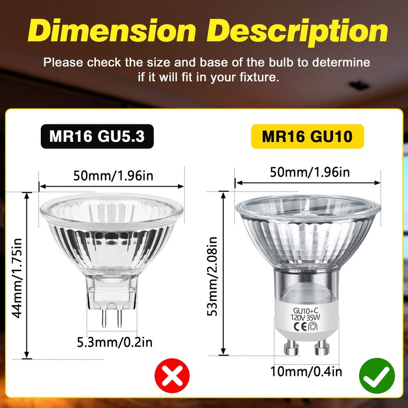 Blakapoo GU10 Halogen Bulb 35W, 120V Dimmable Halogen Light Bulbs