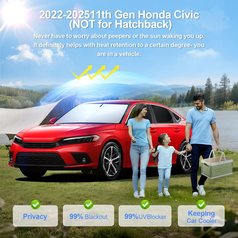 8pcs Car Window Shades for 11th Gen Honda Civic (NOT
