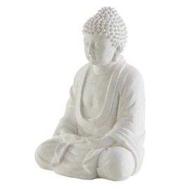 47th & Main Sitting Buddha Sculpture Home Décor for Table, 4" L x 3.5" W x 6" H, White