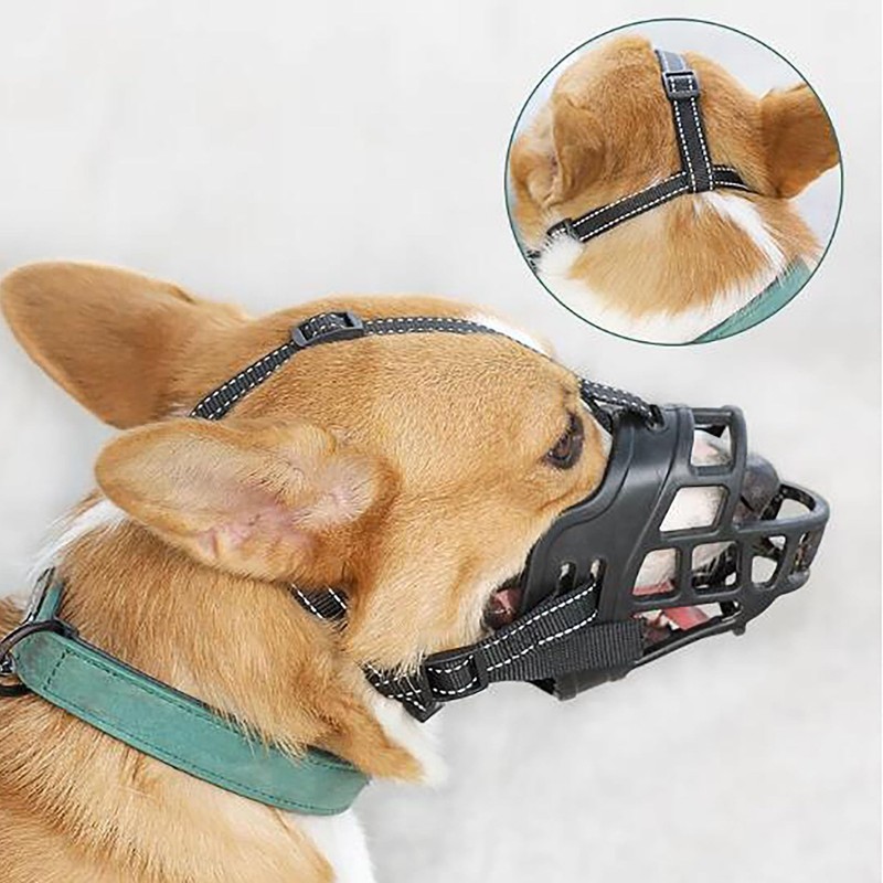 Dog Muzzle, Soft Rubber Safe Basket Breathable Muzzles Adjustable Straps