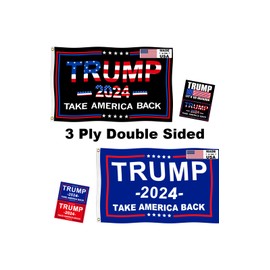 2Pack Trump 2024 Flags 3x5 Outdoor Made in USA-Double Sided 3 Ply Heavy Duty Take America Back with 4 Pcs Trump 2024 Sticker,Trump 2024 Flags Banner for Outside with 2 Brass Grommets UV protection Fade Resistant for Indoor Outdoor…