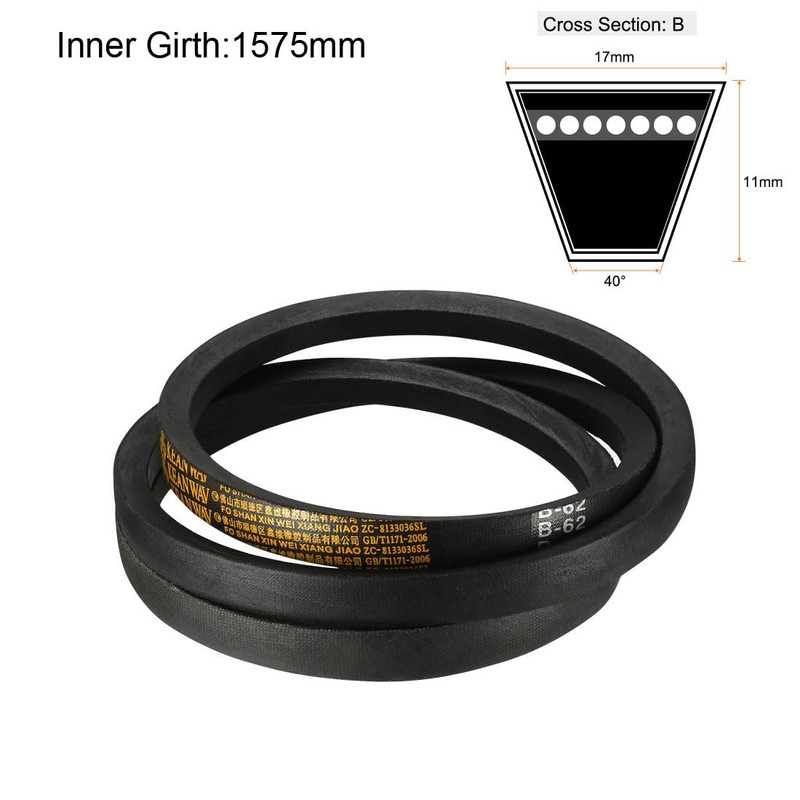 sourcing map B-62 V-Belt 62 Inch Pitch Length, B-Section Rubber