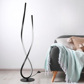 NUÜR Modern Spiral LED Floor Lamp, 59" Ultra-Bright Black Standing Lamp with Remote Control, Arched Floor Lamp for Living Room, Bedroom, Home, Office