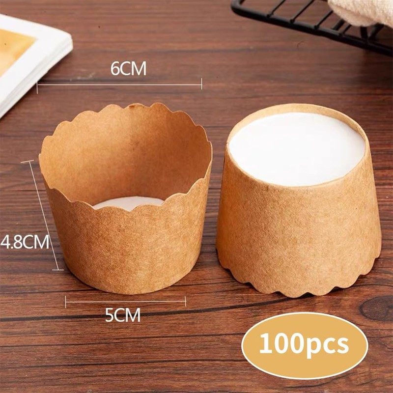 100枚 マフィンカップ マフィン型 紙製 使い捨て ケーキ型 DIY 耐熱（単色）