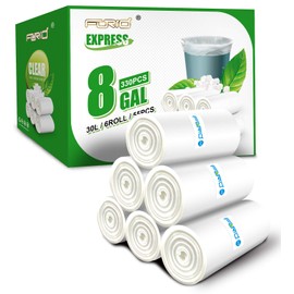 Clear Medium Garbage Bags 8 Gallon Trash Bags FORID Wastebasket Bin Liners 330 Count Plastic Trash Bags for Bathroom Bedroom Office Trash Can 30 Liter
