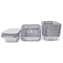 (480 Pack) Premium 1-LB Takeout Pans with Lids - 5.6" x 4.6" x 1.9" l Extra Heavy-Duty l Disposable Aluminum Foil for Catering Party Meal Prep Freezer Drip Pans BBQ Potluck
