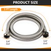 10-Pack HeSun 5 Ft Washing Machine Hose, 3/4" FHT Stainless