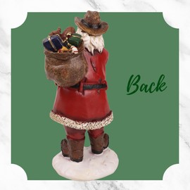 Needzo Western Cowboy Santa Figurine, Holiday Farmhouse Christmas Decoration, Collectible Keepsake, 8 Inches