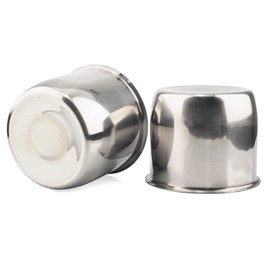Rheedal 2Pcs 4.25inch Stainless Trailer Wheel Center Caps Push Through 4.25" Bore 3.66" Tall Hub Cap for Truck SUV RV Wheel Rim, Chrome Wheel Cover