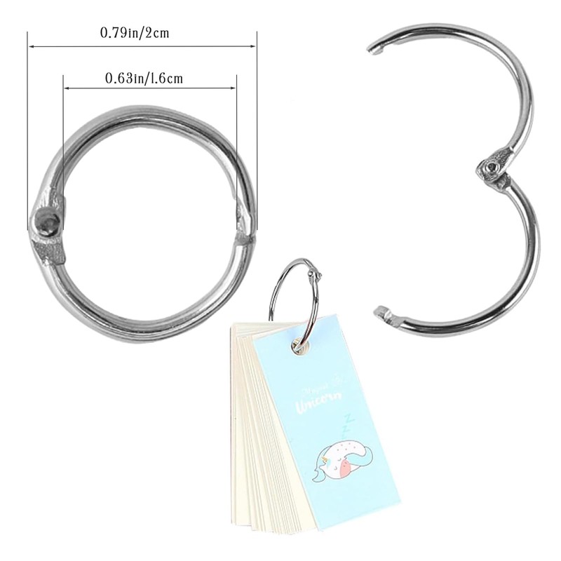 Pack of 60 Book Rings, 20 mm Binder Rings, Loose