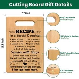 Daughter Gift from Mom Dad, Cutting Board Birthday Gifts for Daughter Adult, Unique Christmas Birthday Gifts for Daughter, Daughter Birthday Gift Ideas for Mother's Day Christmas Thanksgiving