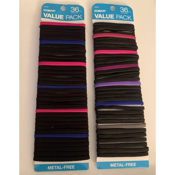 Conair 2 Conair 36 Count Elastic Ponytail Hair Ties Metal