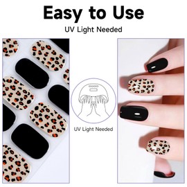 DUKASOU Nail Stickers,28 pcs Gel Nail Strips, Work with Any UV Lights, Long-Lasting Gel NailWraps for Women, Salon Quality Easy to Apply & Remove