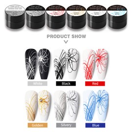 finger secret 5g/0.18oz 6 Colors Spider Gel Kit for Nails, Spider Design for Art Wire Drawing Nail Gel for Line with Brushes for Nail Art