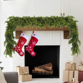 9FT Real Touch Norfolk Christmas Pine Garland, Lifelike Artificial Bendable Greenery Garland for Front Door, Mantle, Staircase, Windowsill Indoor Outdoor Christmas Decorations