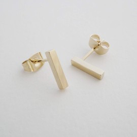 HONEYCAT Flat Drop Bar Stud Earrings in 18k Gold Plate | Minimalist, Delicate Jewelry (Gold)