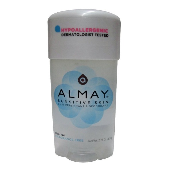 Almay Sensitive Skin Clear Gel Anti-Perspirant & Deodorant, Fragrance Free,2.25 oz(4 Pack)