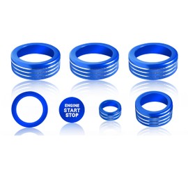 Knob Covers for Toyota Tacoma Accessories 2024 2025 2026 8" or 14" Touchscreen Air Conditioner Engine Start Stop Button Ring Drive Mode Switch Audio Center Console Button Knob Cover 7 Pcs (Blue)